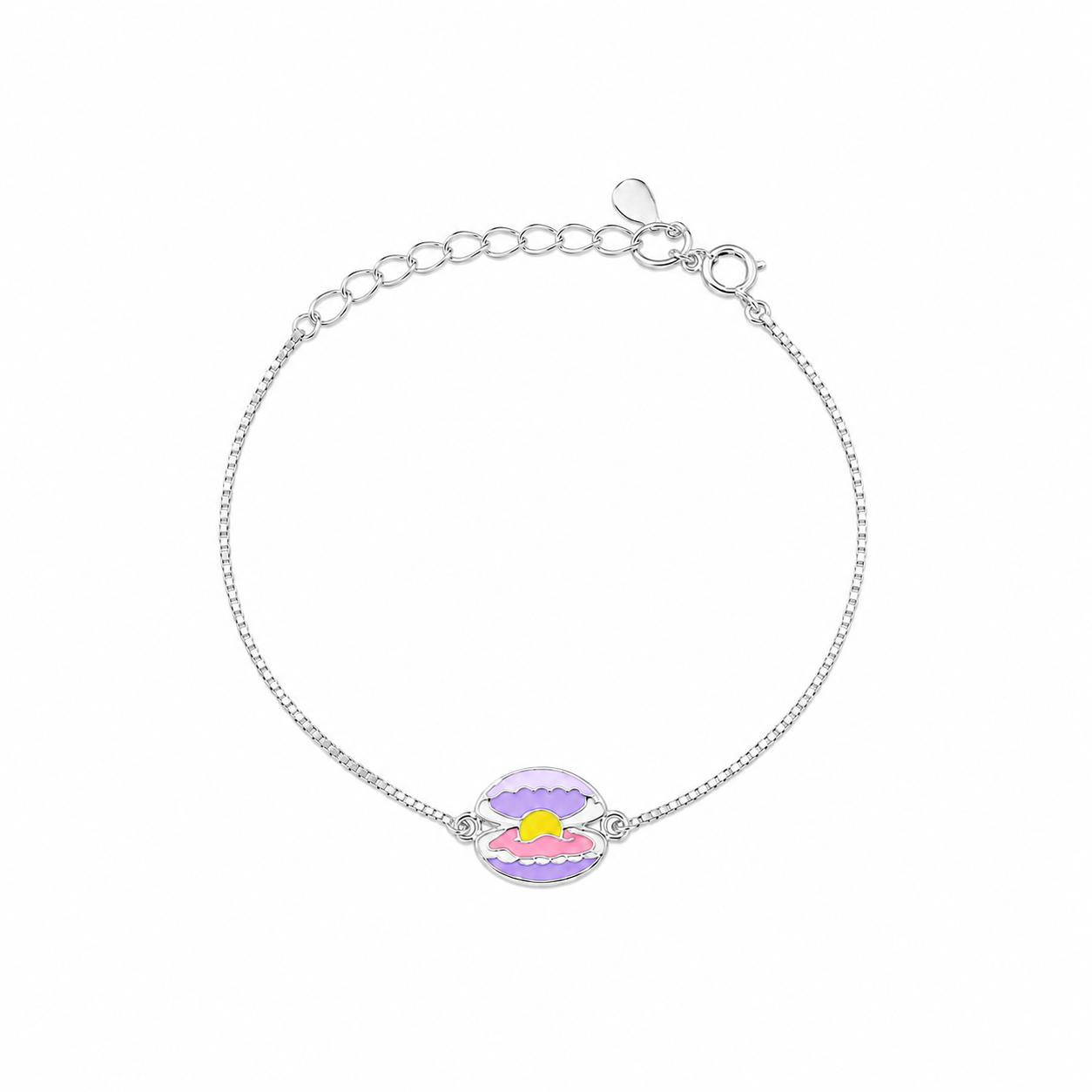 Silver Pearl Shell Enamel Kids Bracelet