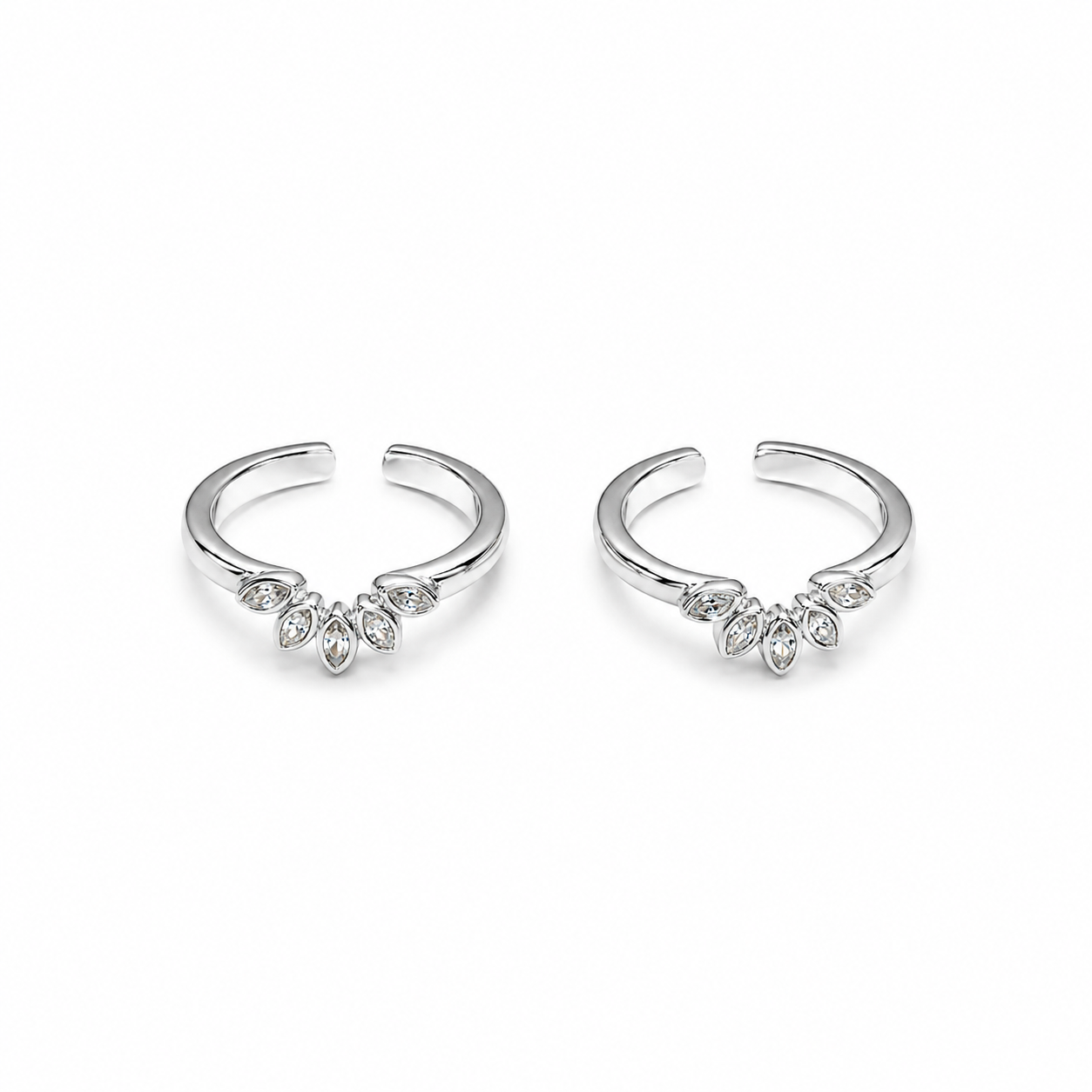 Silver Petal Spark Toe Ring