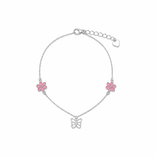 Silver Butterfly Bloom Kids Bracelet