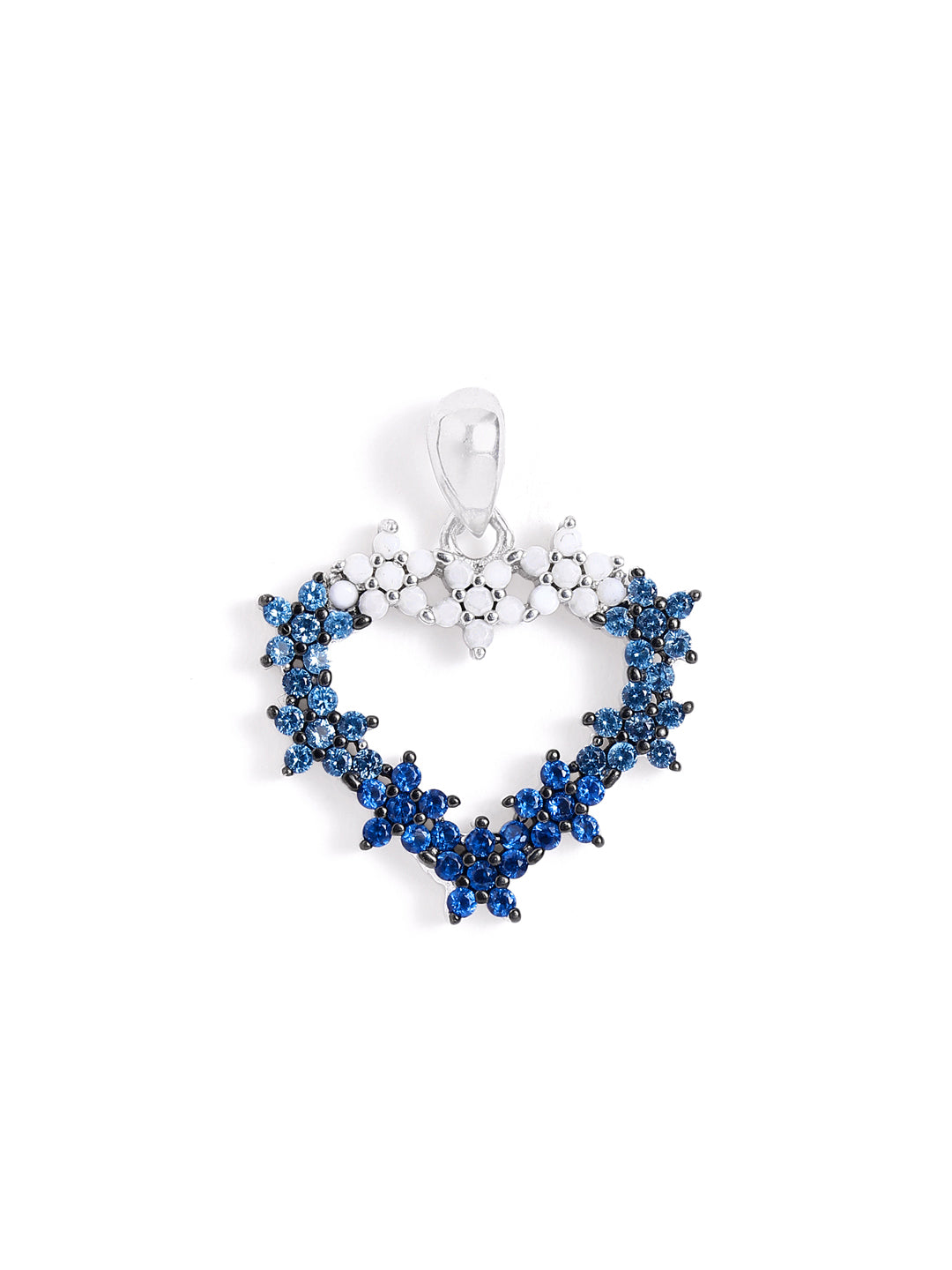 925 Silver Sapphire Blossom Heart Pendant