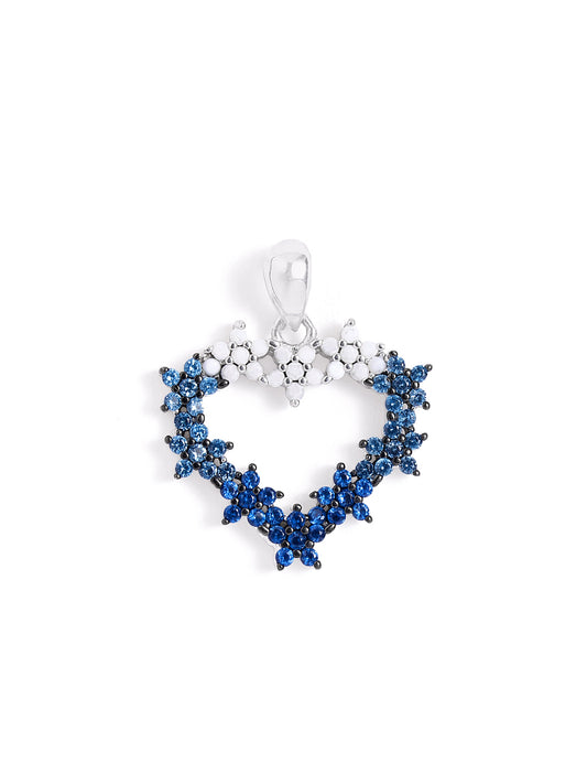 925 Silver Sapphire Blossom Heart Pendant