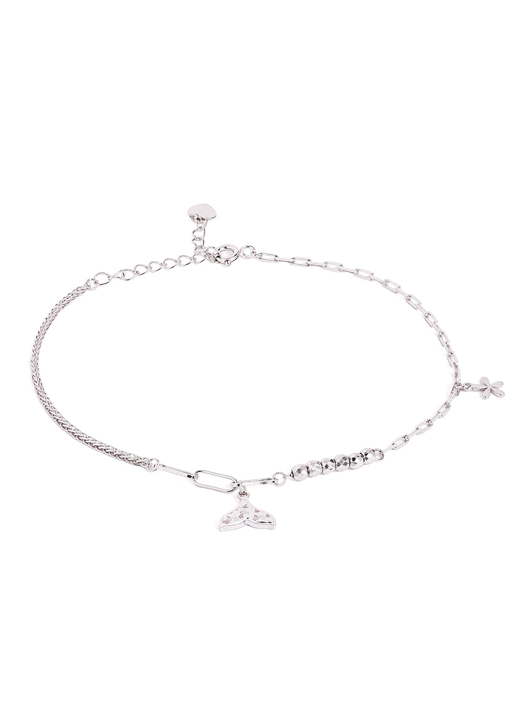 925 sterling silver anklet for women with adjustable chain, and elegant design