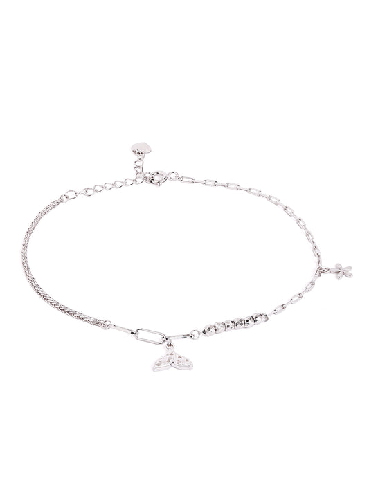 925 sterling silver anklet for women with adjustable chain, and elegant design
