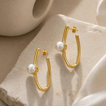 forME by MINOUS Pearl Accent Open Hoop Earrings