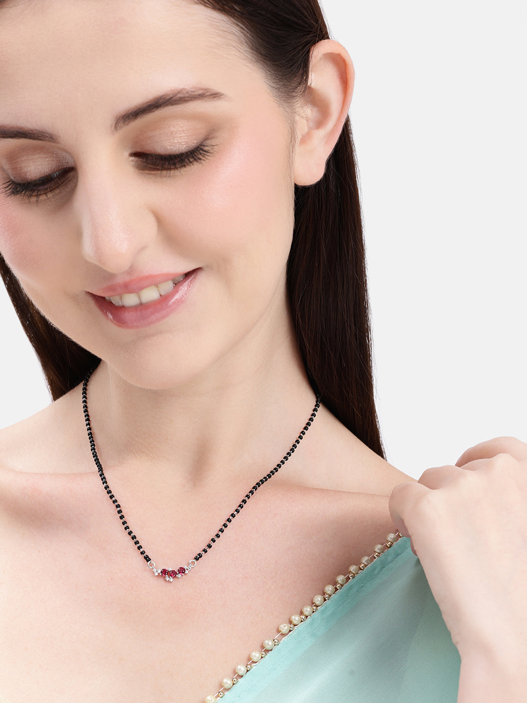 925 Silver Celeste Ruby Glow Mangalsutra