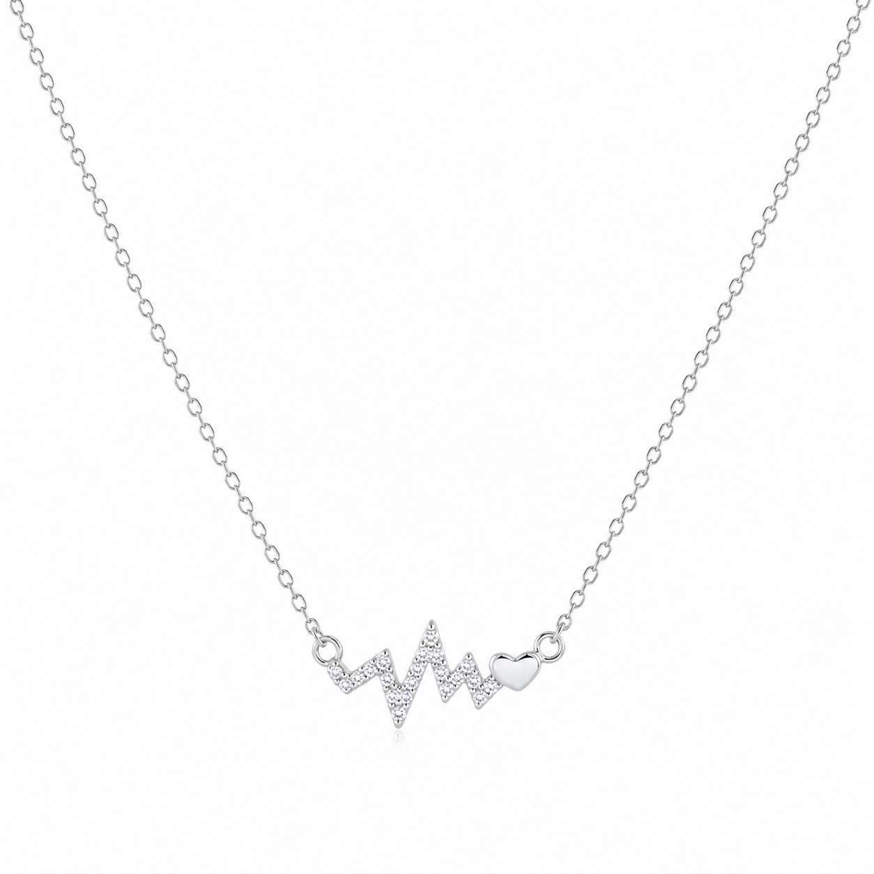 Silver Forever Heartbeat Pendant Necklace