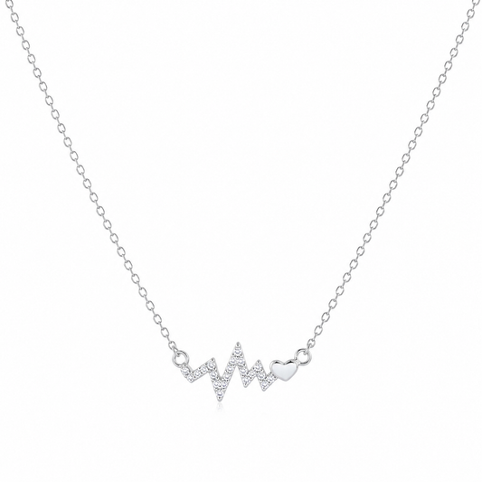 Silver Forever Heartbeat Pendant Necklace