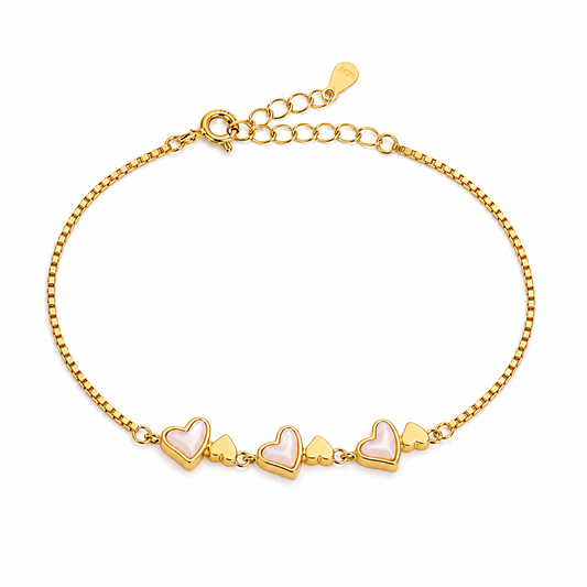 925 Silver Mother of Pearl Heart Bracelet