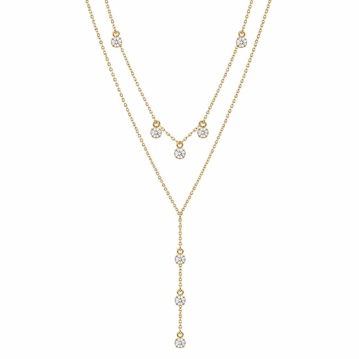 Demi Fine Layered CZ Drop Necklace