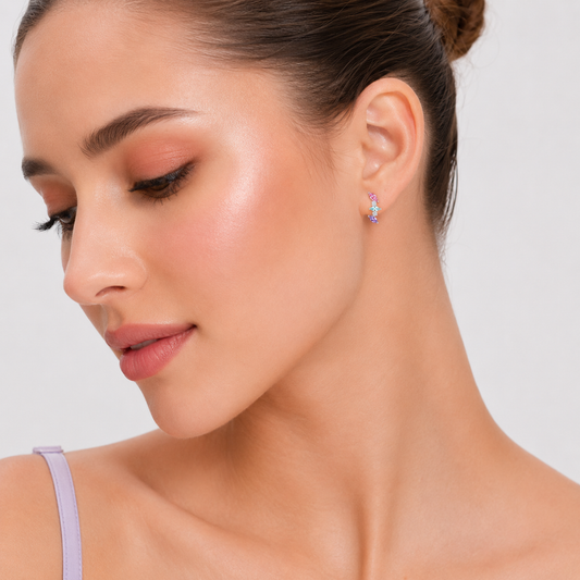 Silver Pastel Marquise Stud Earrings