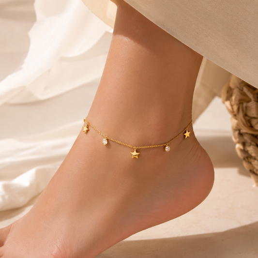 Twinkle Star Gold Anklet