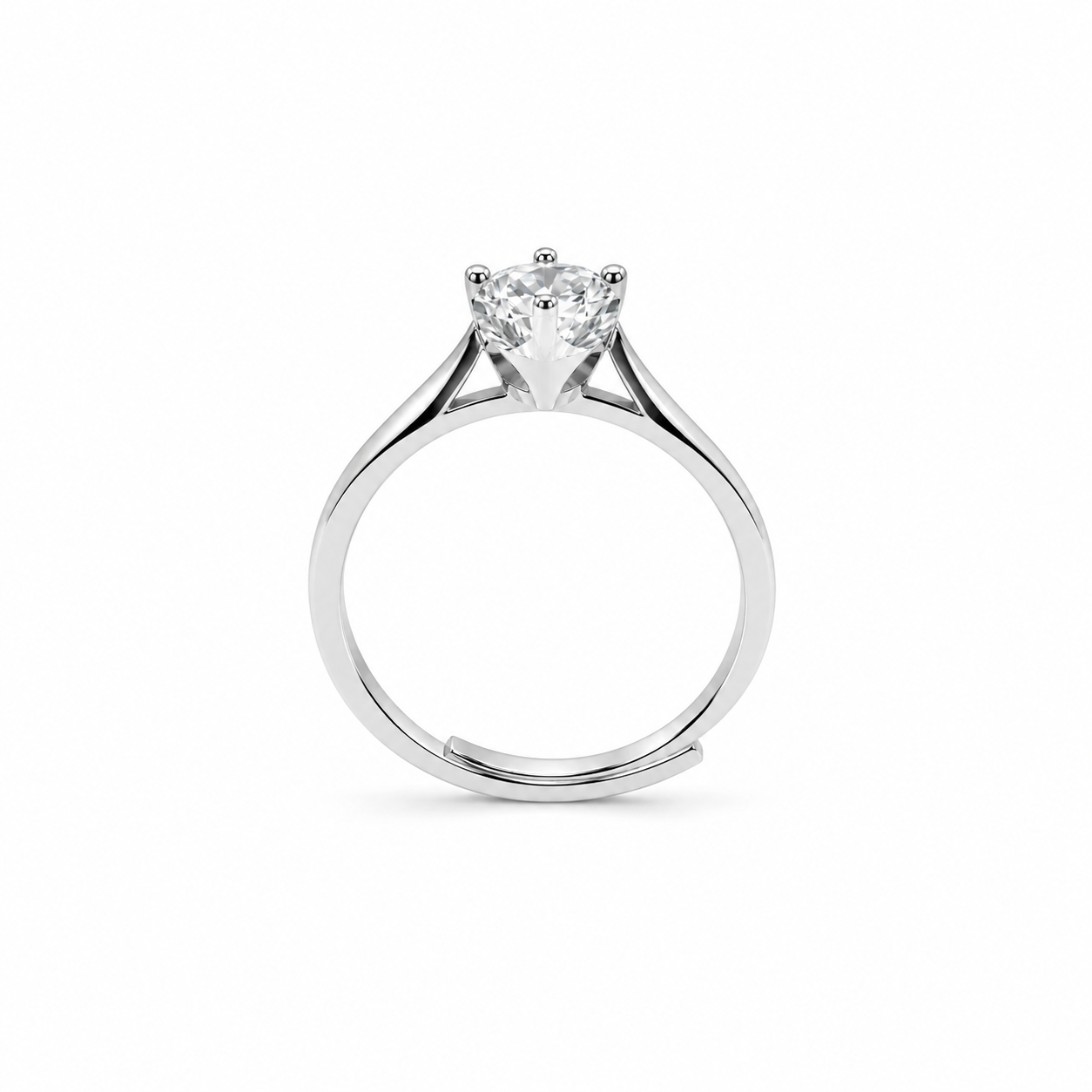 Silver Round Cut Adjustable Ring