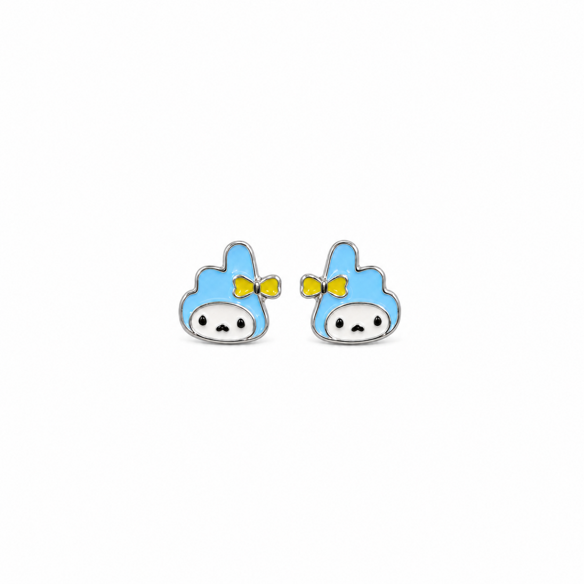 Silver Blue Bunny Enamel Stud Earrings