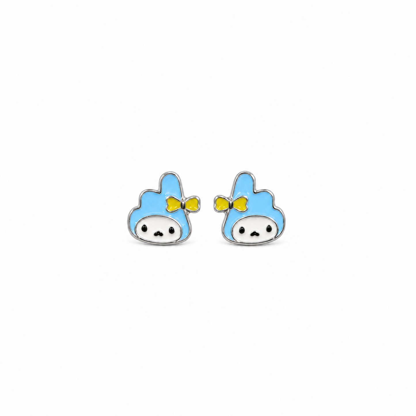Silver Blue Bunny Enamel Stud Earrings