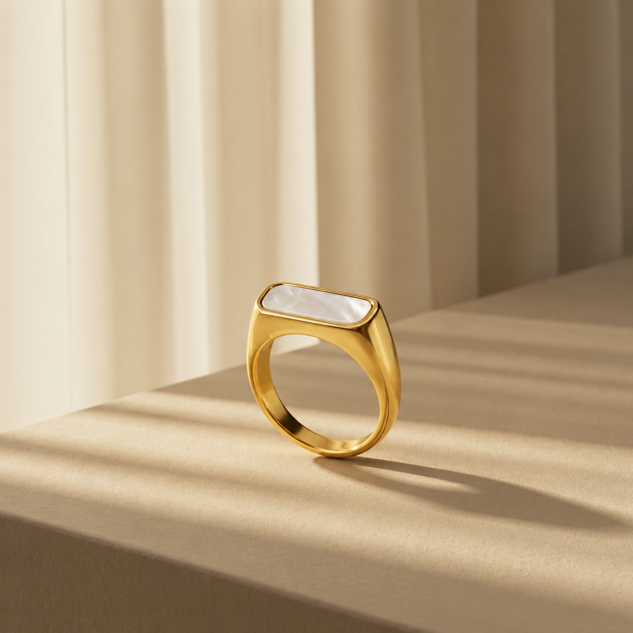 Demi Fine Mother-of-Pearl Signet Ring (SIZE 6 & 7)