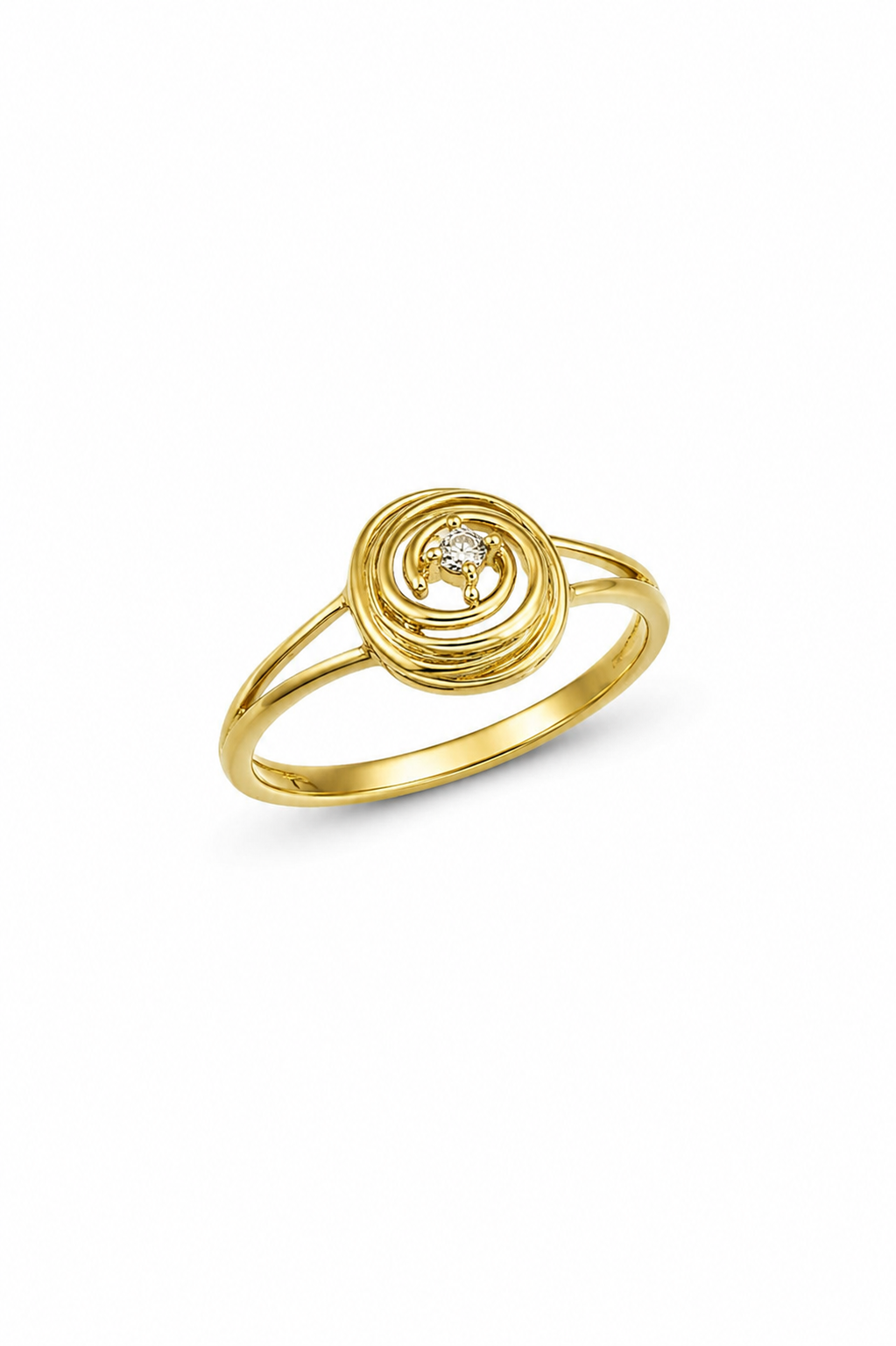 9K Gold Spiral Halo CZ Ring (Size -13)
