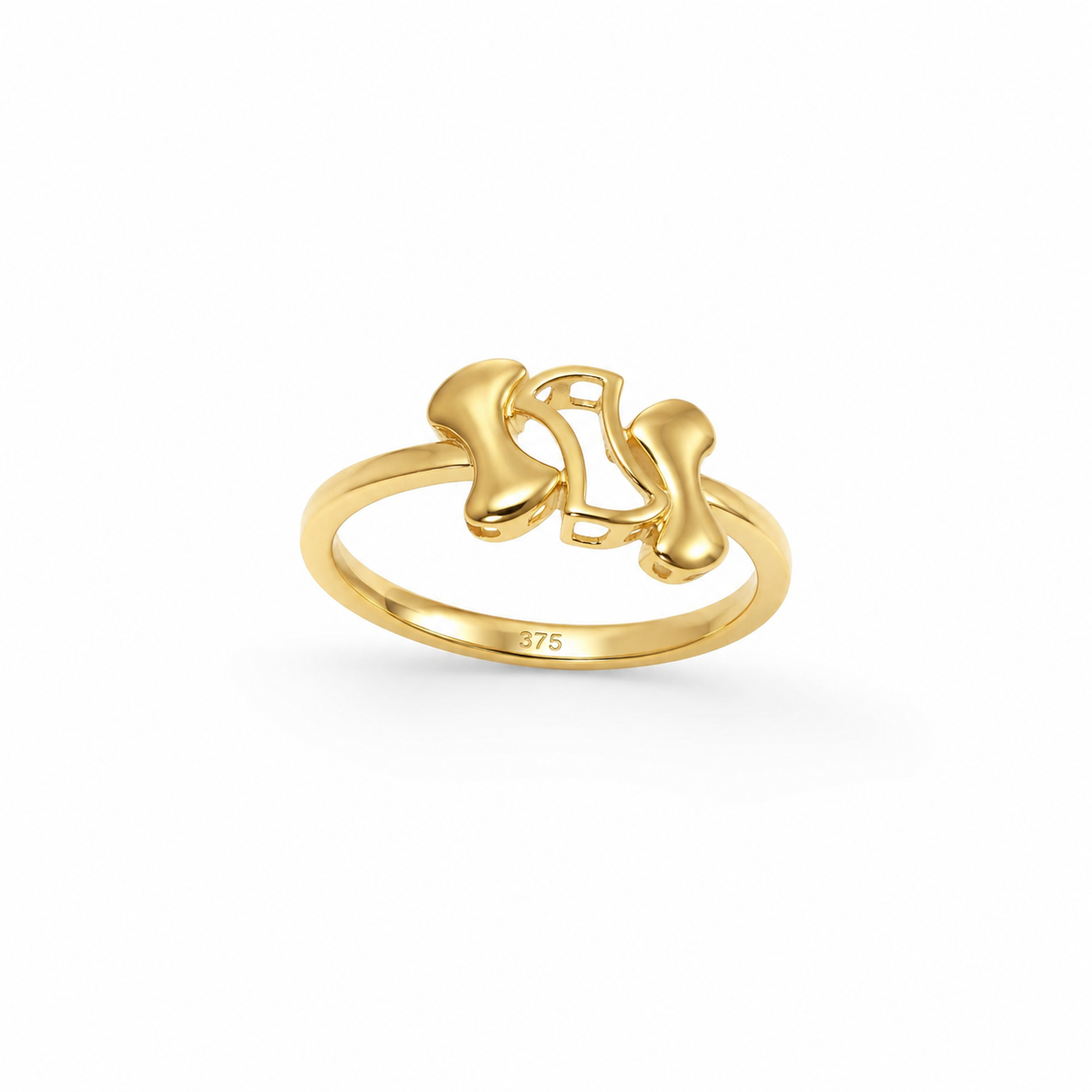 9K Gold Abstract Openwork Statement Ring (Size -13)