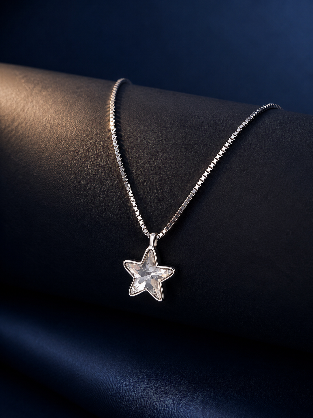 925 Silver SparkStar Box Chain Pendant Necklace