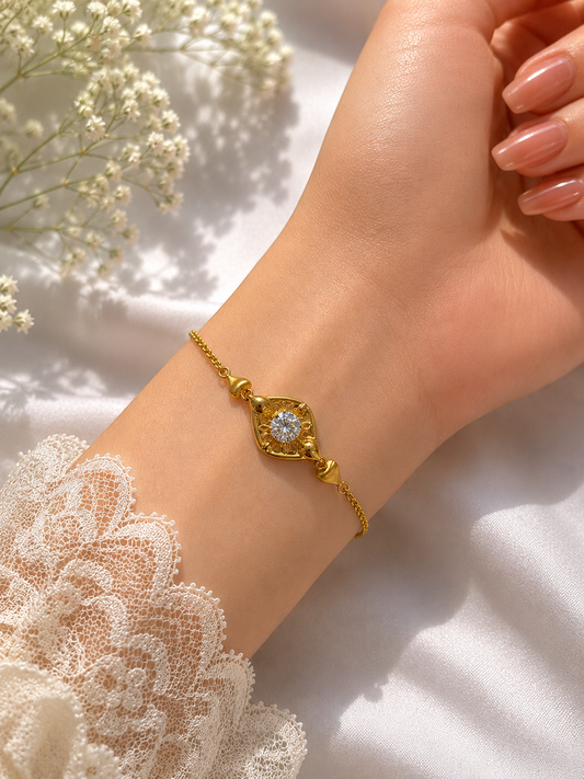 9K Gold Floral Diamond Bracelet