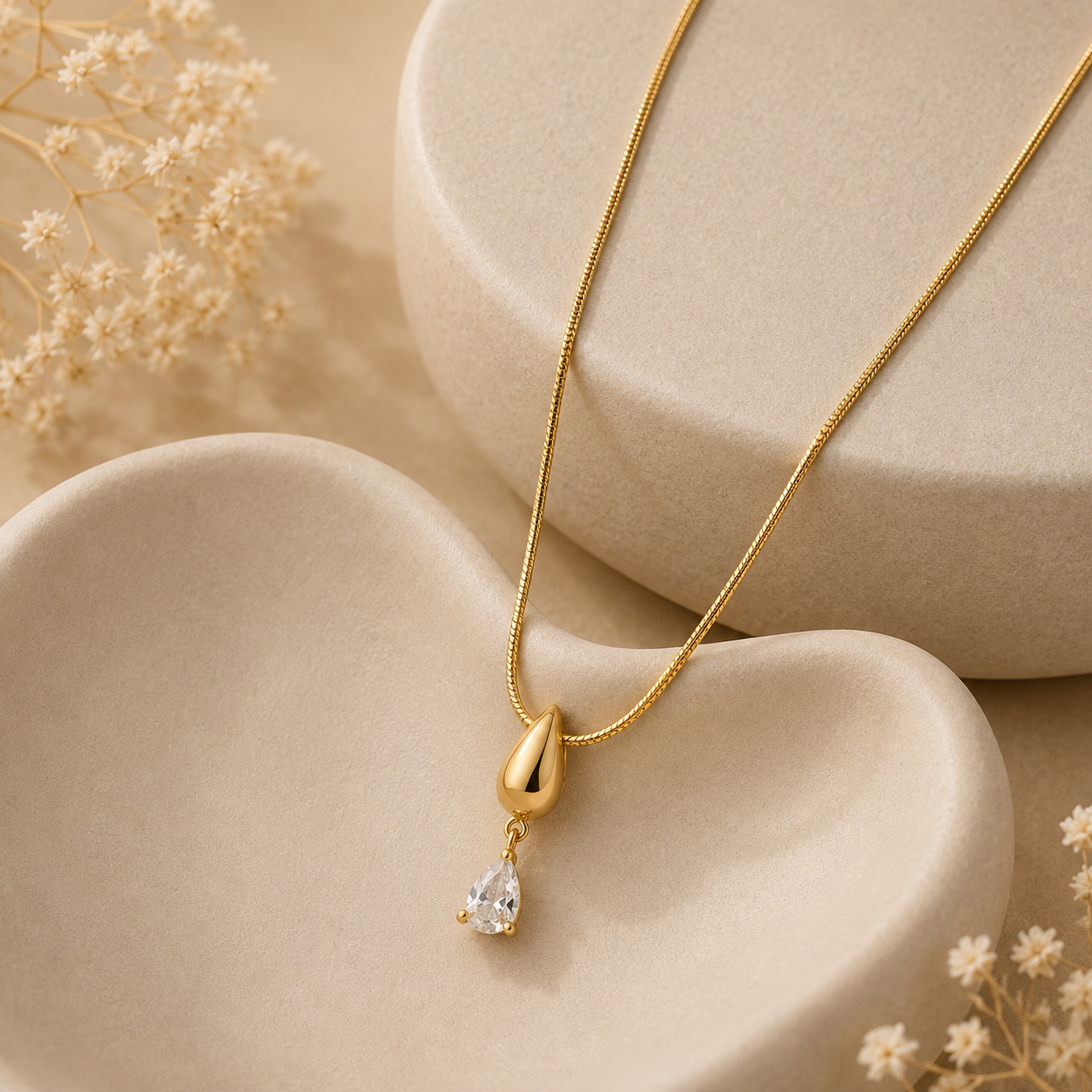 Demi Fine Solitaire Teardrop Pendant Necklace