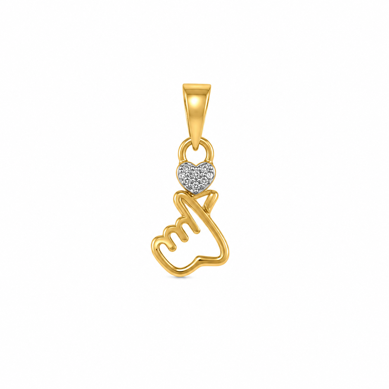 9K Gold Diamond Finger Heart Pendant