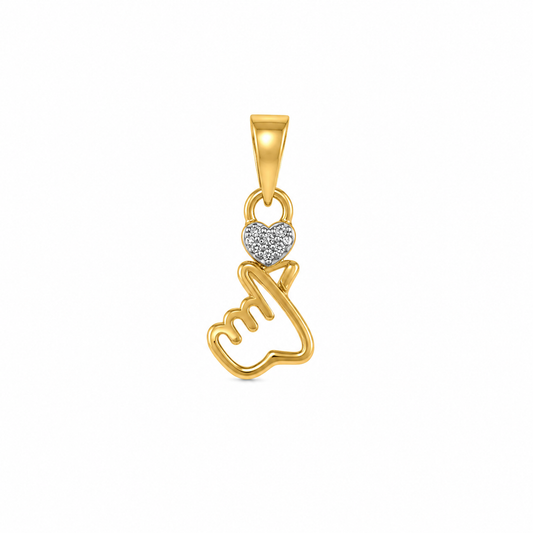 9K Gold Diamond Finger Heart Pendant
