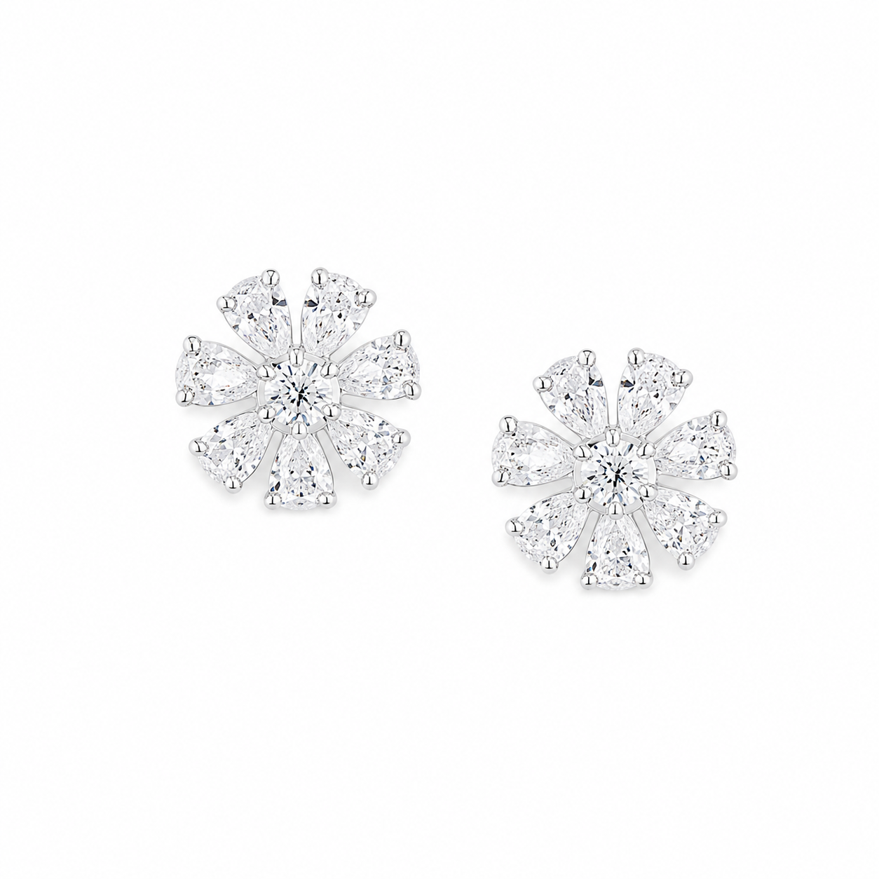 Silver Sparkle Bloom Studs