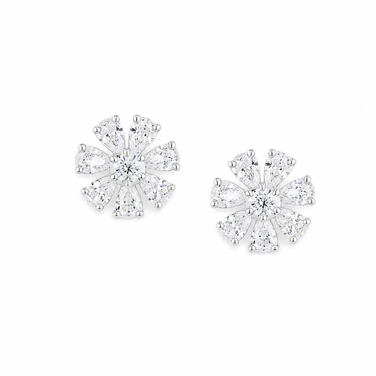 Silver Sparkle Bloom Studs