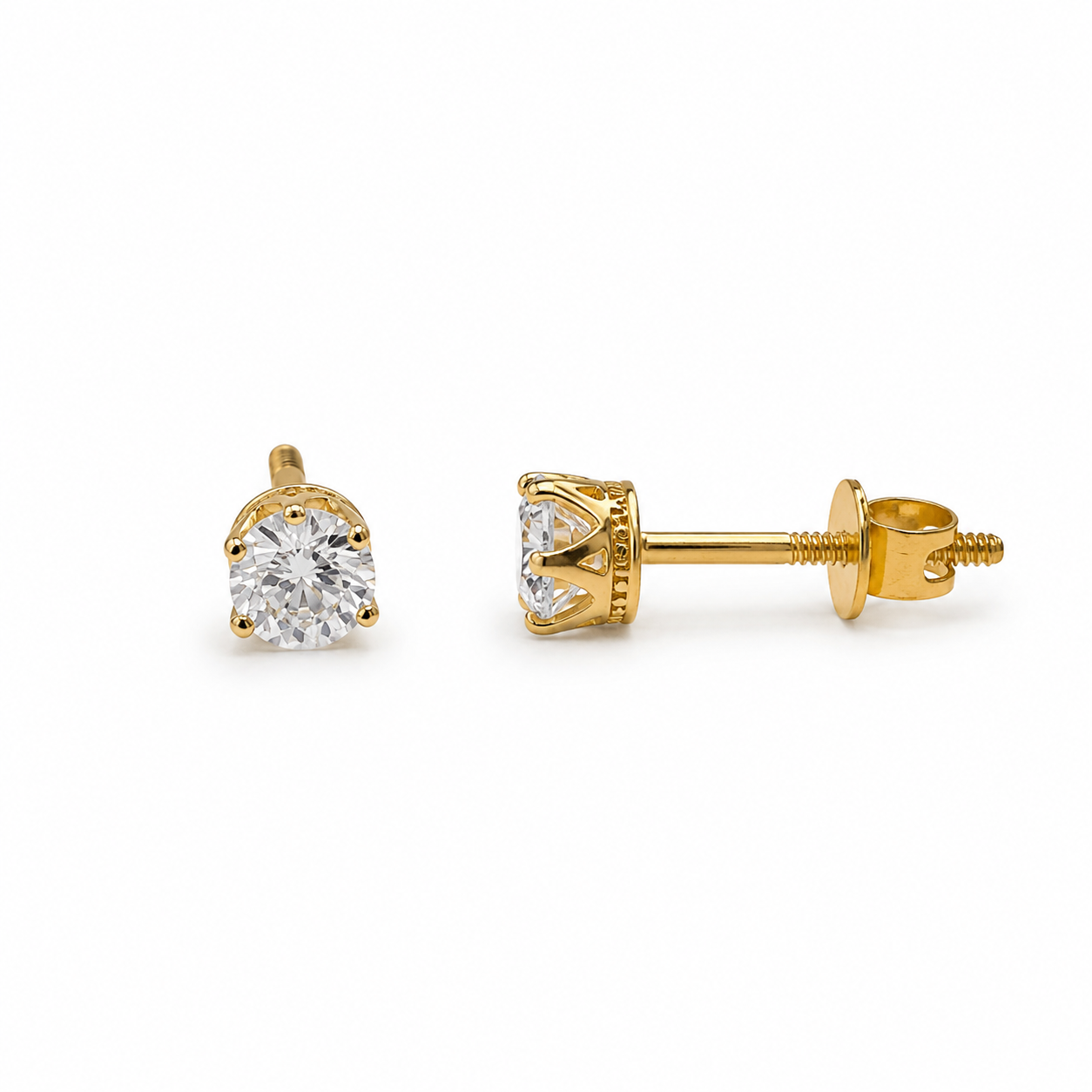 9K Gold Solitaire Stud Earrings