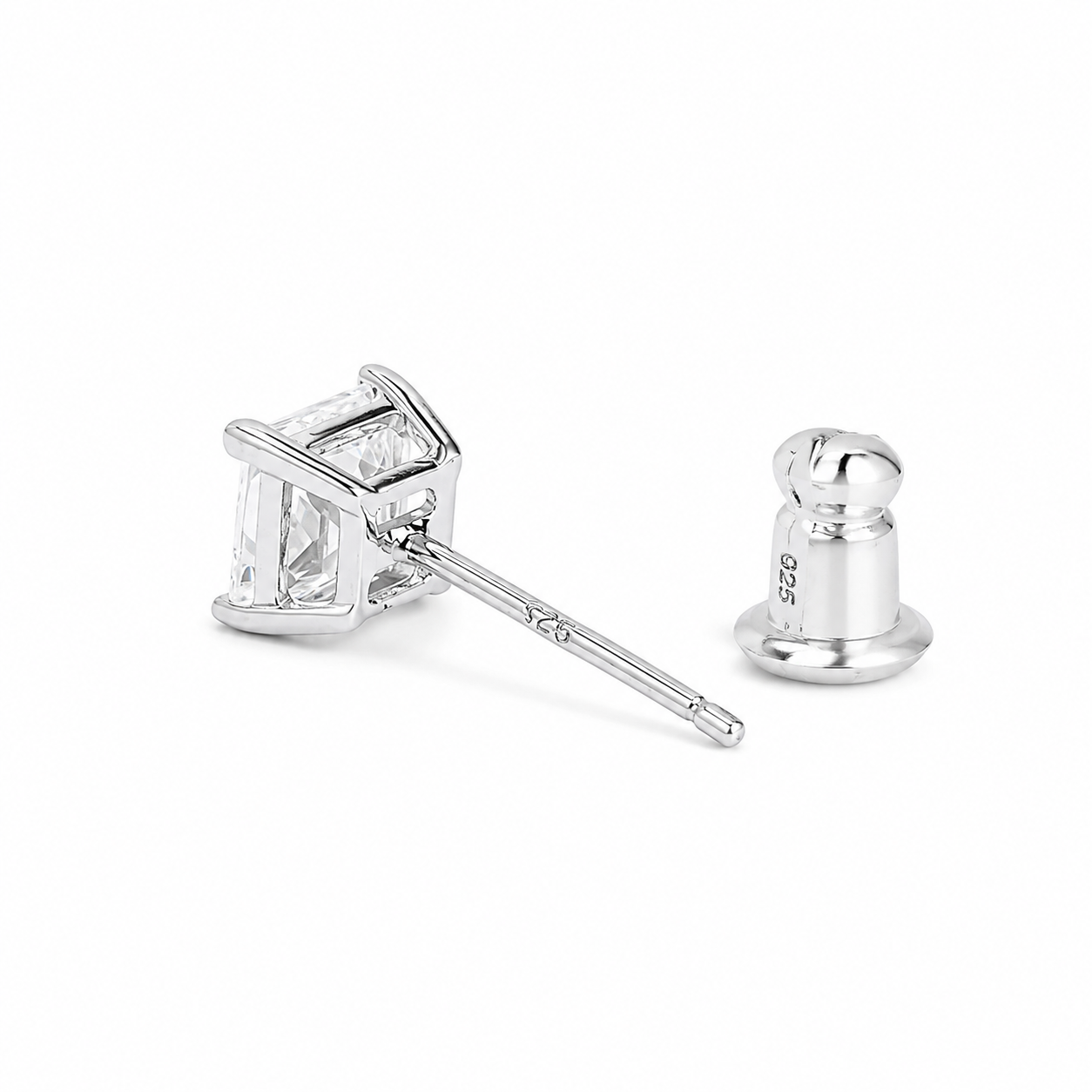 Silver Royal Square Crystal Earrings