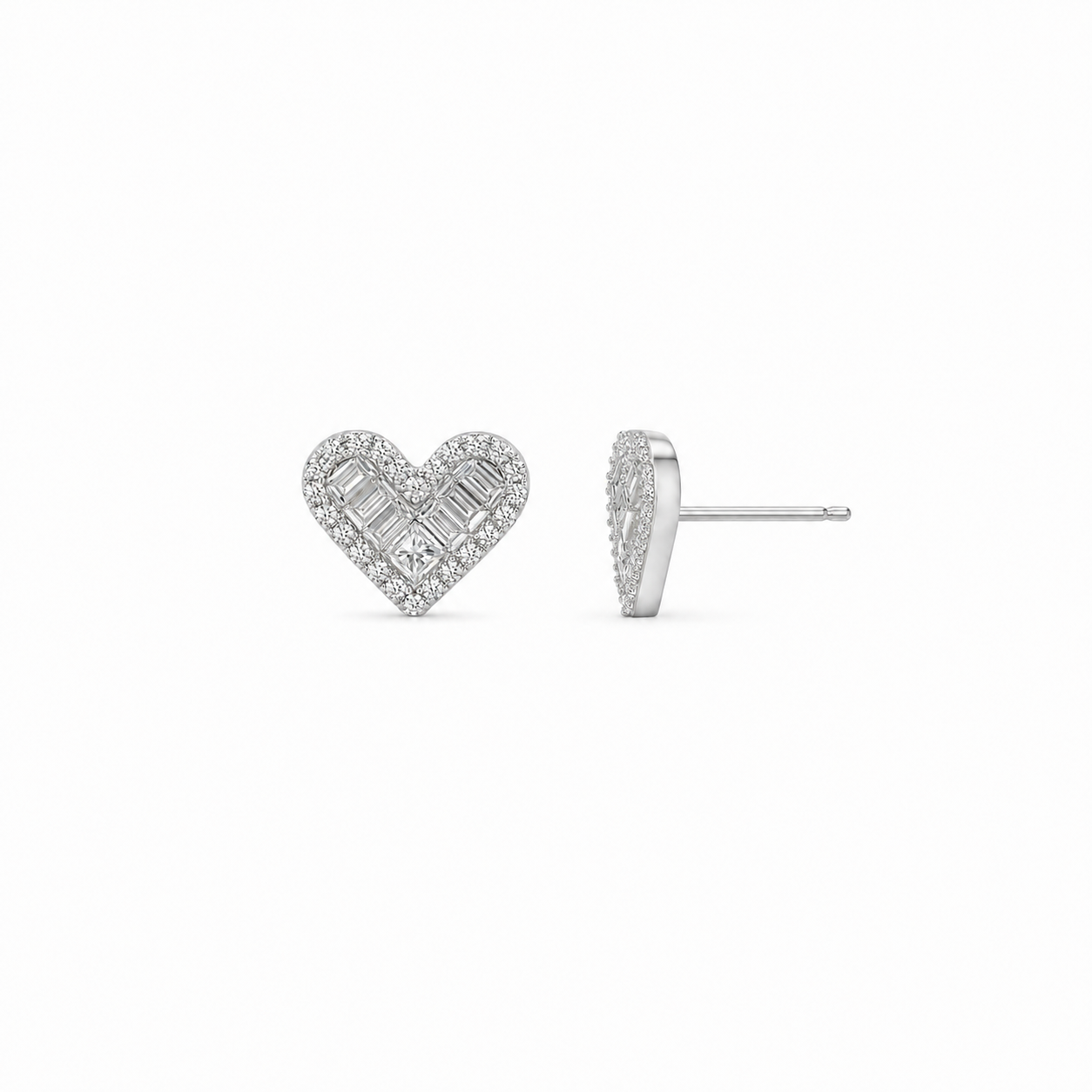 Silver Princess Heart Earrings