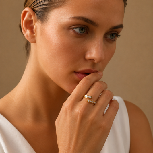 Demi Fine Crystal & Mother-of-Pearl Open Ring