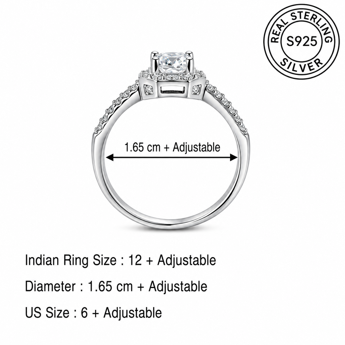 Luxe Cushion Adjustable Ring