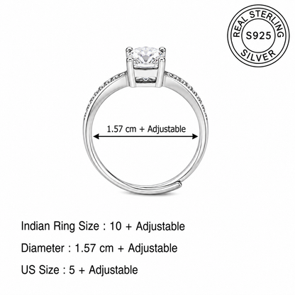 Sparkling Cushion  Adjustable Ring