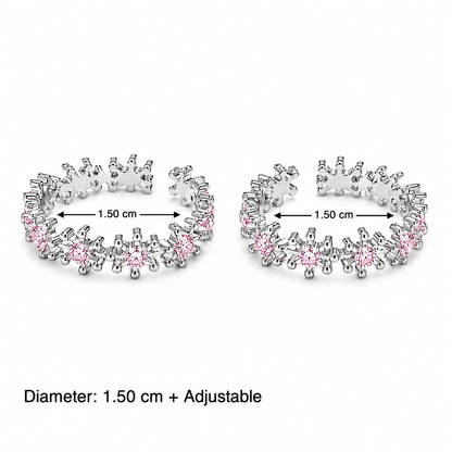 Pink Crystal Snowflake Toe Ring