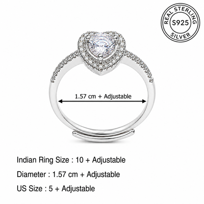 Elegant Heart Solitaire Adjustable Ring