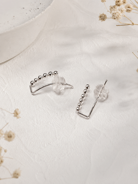 925 Silver Bead Ear Climbers