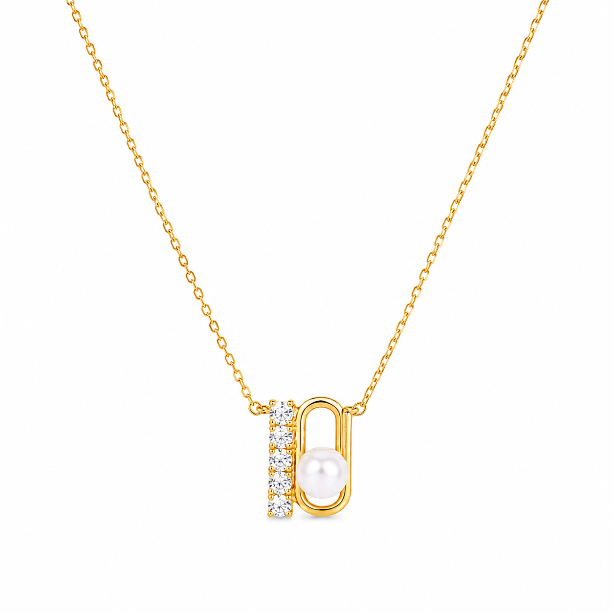 Silver Grace Pearl Accent Golden Necklace