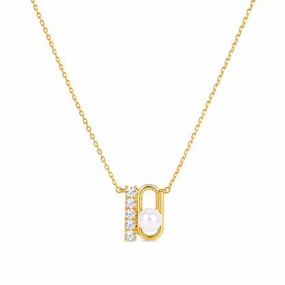 Silver Grace Pearl Accent Golden Necklace