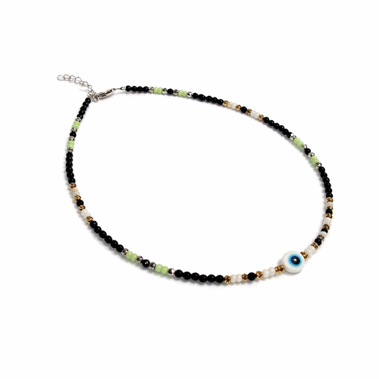 Green & Black Evil Eye Anklet