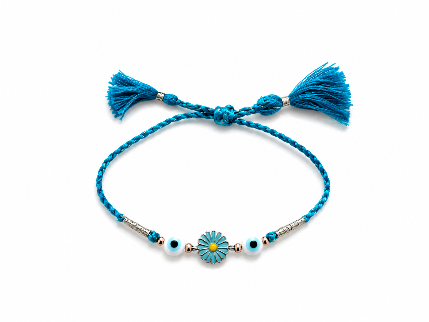 Blue Flower Evil Eye Rakhi