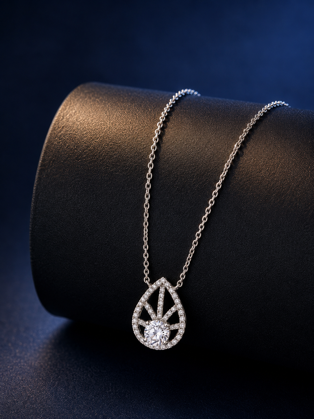 925 Silver Crystal Drop Silver Necklace