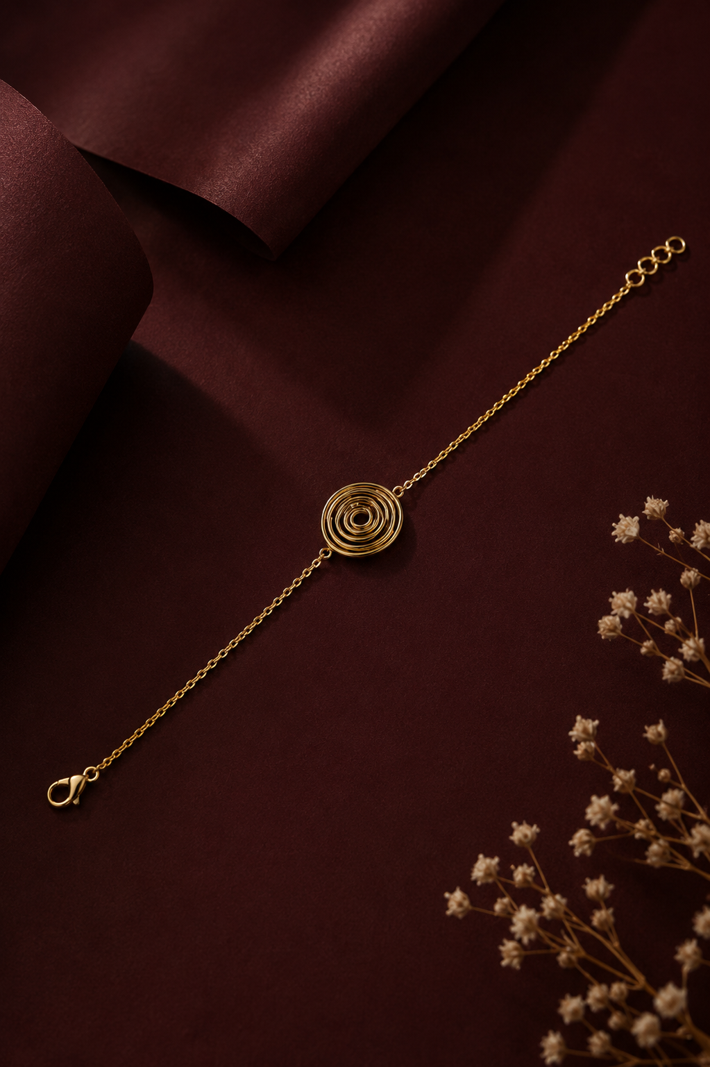 9K Gold Spiral Charm Bracelet