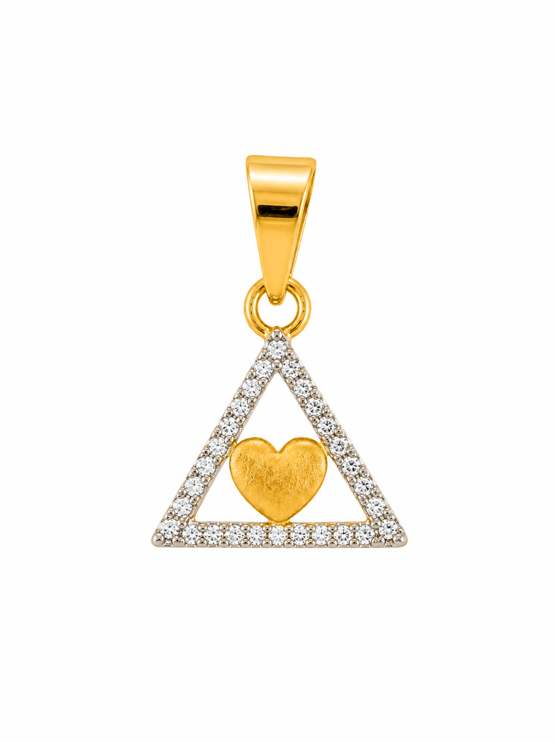 9K Gold Geometric Heart Crystal Pendant