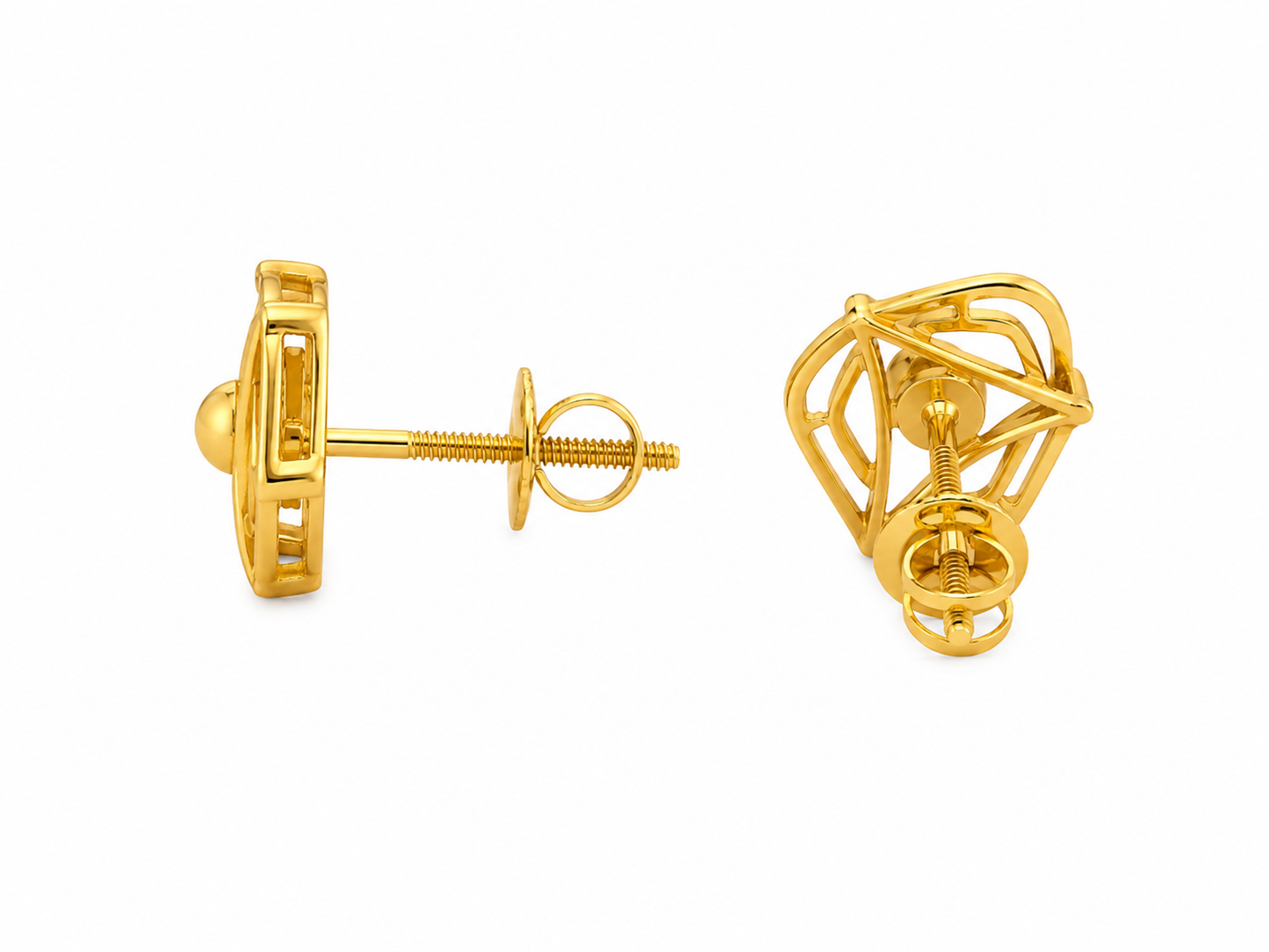 9K Gold Geometric Stud Earrings