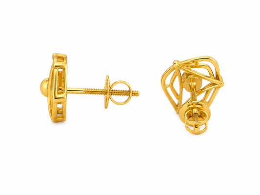 9K Gold Geometric Stud Earrings