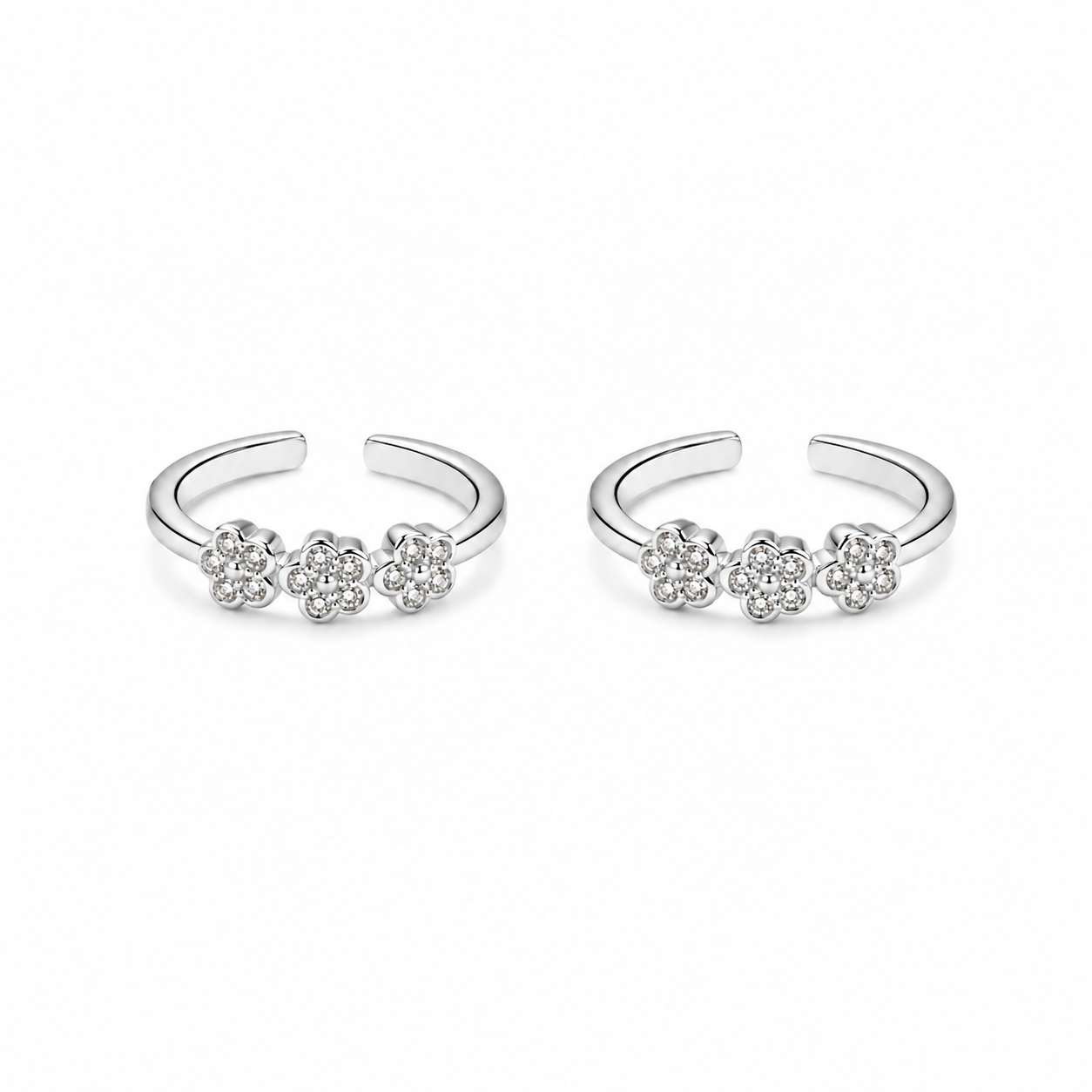 Silver Blossom Trio Toe Ring
