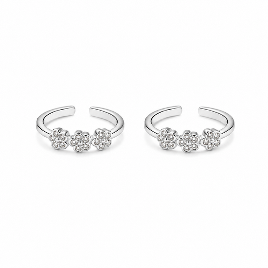 Silver Blossom Trio Toe Ring