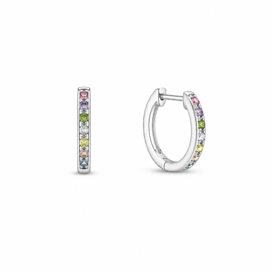 Silver Rainbow Hoop Earrings