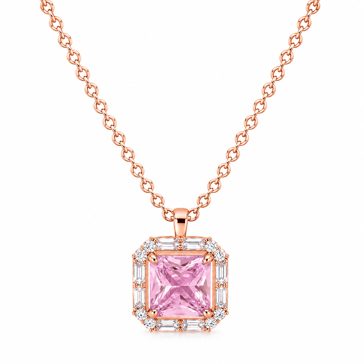 Silver Soft Pink Brilliance Necklace
